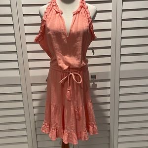 Boston Proper NWT MIDI Dress in a Peach Color W/ adjustable string in the front.